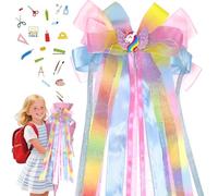 TZEKING Fiocco a Cono per La Scuola,Nastro Fiocco in Organza Colorato,Decorazione Cono di Zucchero per La Scuola,Grande Fiocchi per Matrimonio/Battesimo/Compleanno/Accessorio per Capelli