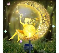 TZEKING Lampade Solari da Giardino,Luci Solari da Giardino Decorative,La Lampada Solare per Esterni/Fata dei Fiori,Impermeabili Luna Lampada Solare per Esterni per Balcone,Vialetto,Prato,Patio