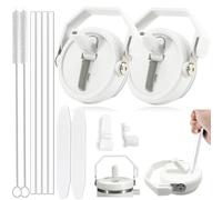 TZEKING Rimovibile Coperchio per tazza Stanley,2 Coperchi di Ricambio Riutilizzabili per Bicchieri da 30oz,Compatibile con Stanley Cup,Coperchio per Tazza Stanley con 4 Cannucce,per Stanley Cup