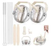 TZEKING Rimovibile Coperchio per tazza Stanley,2 Coperchi di Ricambio Riutilizzabili per Bicchieri da 30oz,Compatibile con Stanley Cup,Coperchio per Tazza Stanley con 4 Cannucce,per Stanley Cup