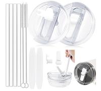 TZEKING Rimovibile Coperchio per tazza Stanley,2 Coperchi di Ricambio Riutilizzabili per Bicchieri da 40oz,Compatibile con Stanley Cup,Coperchio per Tazza Stanley con 2 Cannucce,per Stanley Cup