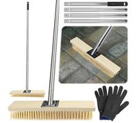TZEKING Scopa Metallica per Giardino con Manico 160cm, Spazzola con Setole Metalliche Rigide 30cm,per Muschio e Macchie Ostinate