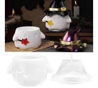 TZEKING Stampa Per Barattoli Halloween,Stampo in Silicone per Halloween,fantasma con Cappello da Strega,Silicone per Vasetti Fantasma per Creare Portacandele Portagioielli Decorazioni Halloween