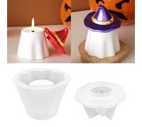 TZEKING Stampa Per Barattoli Halloween,Stampo in Silicone per Halloween,fantasma con Cappello da Strega,Silicone per Vasetti Fantasma per Creare Portacandele Portagioielli Decorazioni Halloween