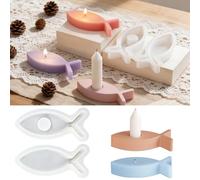 TZEKING Stampo Silicone Pesce, Forma Pesce per Portacandele, Stampi Gesso Fai da Te per Comunione, Battesimo, Pasqua, Festa - Ideale per Sapone e Torta