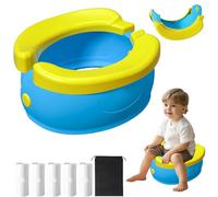 TZEKING Vasino pieghevole,con Borsa da Viaggio e 100 Sacchetti Monouso,Vasino da Viaggio per Bambini,Potty Training Toilet,Pieghevole Vasino Portatile per Bambini da Viaggio