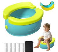 TZEKING Vasino pieghevole,con Borsa da Viaggio e 100 Sacchetti Monouso,Vasino da Viaggio per Bambini,Potty Training Toilet,Pieghevole Vasino Portatile per Bambini da Viaggio