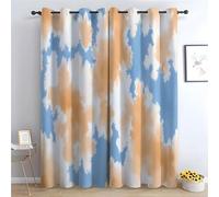 TZKRWRH 2 pezzi Tende di Lino Traslucido Pattern astratti del cielo Tende Moderne Decorative a Occhiello per il Soggiorno e la Camera da Letto-A220 x L132 cm (2 Pannelli)