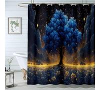 TZKRWRH Tenda da doccia in stile bohémien Albero nel cielo notturno Natura, Piante, set Tendas da Doccia in Tessuto Estetico Floreale Stile Hippie-100L x 180A cm