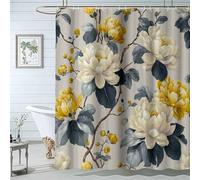 TZKRWRH Tenda da doccia in stile bohémien Motivo floreale classico natura, piante, set tenda da doccia in tessuto estetico floreale stile hippie-240L x 200A cm