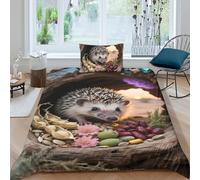 TZOVPCDFA Biancheria Da Letto African Pygmy Hedgehog Set Di Biancheria Da Letto Morbida Microfibra Cute Animals Stampa3D in Con Cuscino Con Cerniera Nascosta Per Gli Adulti Single(135x200cm)