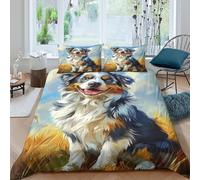 TZOVPCDFA Biancheria Da Letto AUSTRALIAN SHEPHERD Set Di Biancheria Da Letto in Microfibra Cute Pets Stampa3D in Con Cuscino Con Cerniera Nascosta Per Adolescenti King（220x240cm）
