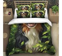 TZOVPCDFA Biancheria Da Letto AUSTRALIAN SHEPHERD Set Di Biancheria Da Letto in Microfibra Cute Pets Stampa3D in Con Cuscino Con Cerniera Nascosta Per Gli Adulti Super King（260x220cm）