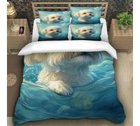 TZOVPCDFA Biancheria Da Letto Bichon Frise Set Di Biancheria Da Letto in Microfibra Pet Dog Cute Pets Stampa3D in Con Cuscino Con Cerniera Nascosta Per Gli Adulti Super King（260x220cm）