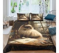 TZOVPCDFA Biancheria Da Letto BIRMAN Set Di Biancheria Da Letto in Microfibra Cute Pets Stampa3D in Con Cuscino Con Cerniera Nascosta Per Gli Adulti King（220x240cm）