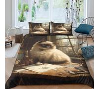 TZOVPCDFA Biancheria Da Letto BIRMAN Set Di Biancheria Da Letto in Microfibra Cute Pets Stampa3D in Con Cuscino Con Cerniera Nascosta Per Gli Adulti Double（200x200cm）