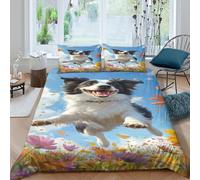 TZOVPCDFA Biancheria Da Letto Border Collie Set Di Biancheria Da Letto Morbida Microfibra Cute Pets Stampa3D in Con Cuscino Con Cerniera Nascosta Per Gli Adulti Double（200x200cm）