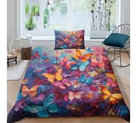 TZOVPCDFA Biancheria Da Letto Butterflies Set Di Biancheria Da Letto in Microfibra Multicolored Insects Stampa3D in Con Cuscino Con Cerniera Per Gli Adulti Single(135x200cm)