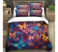 TZOVPCDFA Biancheria Da Letto Butterflies Set Di Biancheria Da Letto Morbida Microfibra Multicolored Insects Stampa3D in Con Cuscino Con Cerniera Per Bambini Single(140x200cm)