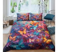 TZOVPCDFA Biancheria Da Letto Butterflies Set Di Biancheria Da Letto Morbida Microfibra Multicolored Insects Stampa3D in Con Cuscino Con Cerniera Nascosta 3 Pezzi Double(200x200cm)