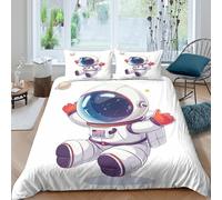 TZOVPCDFA Biancheria Da Letto Cartoon Astronaut Set Di Biancheria Da Letto Morbida Microfibra Mechanic Stampa3D in Con Cuscino Con Cerniera Per Bambini Double(200x200cm)