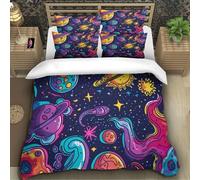 TZOVPCDFA Biancheria Da Letto Celestial Body Set Di Biancheria Da Letto in Microfibra Cosmic Planets Stampa3D in Con Cuscino Con Cerniera Per Adolescenti Super King(260x220cm)