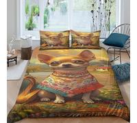 TZOVPCDFA Biancheria Da Letto Chihuahua Set Di Biancheria Da Letto Morbida Microfibra Cute Pets Stampa3D in Con Cuscino Con Cerniera Nascosta Per Gli Adulti Double（200x200cm）