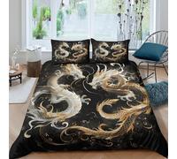 TZOVPCDFA Biancheria Da Letto Dragon Set Di Biancheria Da Letto in Microfibra Mythical Creatures Stampa3D in Con Cuscino Con Cerniera Nascosta 3 Pezzi Double（200x200cm）