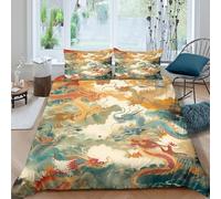 TZOVPCDFA Biancheria Da Letto Dragon Set Di Biancheria Da Letto Morbida Microfibra Mythical Creatures Stampa3D in Con Cuscino Con Cerniera 3 Pezzi Double（200x200cm）
