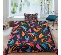 TZOVPCDFA Biancheria Da Letto Feather Set Di Biancheria Da Letto in Microfibra Colorful Feathers Stampa3D in Con Cuscino Con Cerniera Nascosta Per Gli Adulti Single(135x200cm)