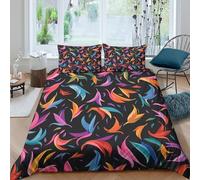 TZOVPCDFA Biancheria Da Letto Feather Set Di Biancheria Da Letto in Microfibra Colorful Feathers Stampa3D in Con Cuscino Con Cerniera Per Adolescenti Double(200x200cm)