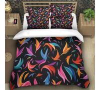TZOVPCDFA Biancheria Da Letto Feather Set Di Biancheria Da Letto in Microfibra Colorful Feathers Stampa3D in Con Cuscino Con Cerniera Per Bambini Single(140x200cm)