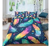 TZOVPCDFA Biancheria Da Letto Feather Set Di Biancheria Da Letto in Microfibra Colorful Feathers Stampa3D in Con Cuscino Con Cerniera Nascosta Per Gli Adulti King(220x240cm)