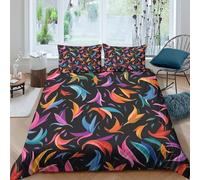 TZOVPCDFA Biancheria Da Letto Feather Set Di Biancheria Da Letto Morbida Microfibra Colorful Feathers Stampa3D in Con Cuscino Con Cerniera Nascosta 3 Pezzi King(220x240cm)