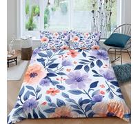 TZOVPCDFA Biancheria Da Letto Flower Set Di Biancheria Da Letto in Microfibra Colourful Flower Patterns Stampa3D in Con Cuscino Con Cerniera Per Adolescenti Double（200x200cm）