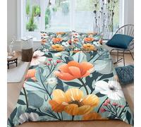 TZOVPCDFA Biancheria Da Letto Flower Set Di Biancheria Da Letto in Microfibra Colourful Flower Patterns Stampa3D in Con Cuscino Con Cerniera Nascosta 3 Pezzi Double（200x200cm）