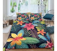 TZOVPCDFA Biancheria Da Letto Flower Set Di Biancheria Da Letto in Microfibra Colourful Flower Patterns Stampa3D in Con Cuscino Con Cerniera Nascosta 3 Pezzi Double（200x200cm）