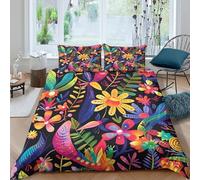 TZOVPCDFA Biancheria Da Letto Flower Set Di Biancheria Da Letto Morbida Microfibra Colourful Flower Patterns Stampa3D in Con Cuscino Con Cerniera 3 Pezzi Double（200x200cm）