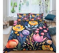 TZOVPCDFA Biancheria Da Letto Flower Set Di Biancheria Da Letto Morbida Microfibra Colourful Flower Patterns Stampa3D in Con Cuscino Con Cerniera Per Adolescenti Double（200x200cm）