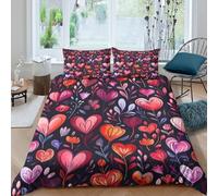 TZOVPCDFA Biancheria Da Letto Flower Set Di Biancheria Da Letto Morbida Microfibra Colourful Flower Patterns Stampa3D in Con Cuscino Con Cerniera Nascosta Per Bambini Double（200x200cm）
