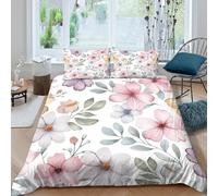 TZOVPCDFA Biancheria Da Letto Flowers And Plants Set Di Biancheria Da Letto in Microfibra Colourful Flower Patterns Stampa3D in Con Cuscino Con Cerniera Per Bambini Double（200x200cm）