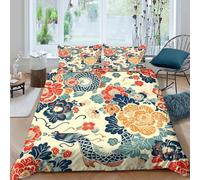 TZOVPCDFA Biancheria Da Letto Flowers Set Di Biancheria Da Letto in Microfibra Colourful Flower Patterns Stampa3D in Con Cuscino Con Cerniera Per Bambini Double（200x200cm）