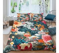 TZOVPCDFA Biancheria Da Letto Flowers Set Di Biancheria Da Letto in Microfibra Colourful Flower Patterns Stampa3D in Con Cuscino Con Cerniera Per Gli Adulti Double（200x200cm）