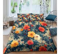 TZOVPCDFA Biancheria Da Letto Flowers Set Di Biancheria Da Letto in Microfibra Colourful Flower Patterns Stampa3D in Con Cuscino Con Cerniera Per Bambini Double（200x200cm）