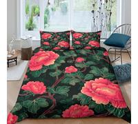 TZOVPCDFA Biancheria Da Letto Flowers Set Di Biancheria Da Letto in Microfibra Colourful Flower Patterns Stampa3D in Con Cuscino Con Cerniera Nascosta 3 Pezzi Double（200x200cm）