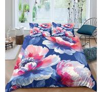 TZOVPCDFA Biancheria Da Letto Flowers Set Di Biancheria Da Letto Morbida Microfibra Colourful Flower Patterns Stampa3D in Con Cuscino Con Cerniera Nascosta 3 Pezzi Double（200x200cm）