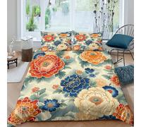 TZOVPCDFA Biancheria Da Letto Flowers Set Di Biancheria Da Letto Morbida Microfibra Colourful Flower Patterns Stampa3D in Con Cuscino Con Cerniera Per Adolescenti Double（200x200cm）
