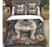 TZOVPCDFA Biancheria Da Letto FRENCH BULLDOG Set Di Biancheria Da Letto in Microfibra Cute Pets Stampa3D in Con Cuscino Con Cerniera Nascosta Per Gli Adulti Super King（260x220cm）