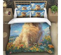 TZOVPCDFA Biancheria Da Letto Golden Retriever Set Di Biancheria Da Letto in Microfibra Cute Pets Stampa3D in Con Cuscino Con Cerniera Per Gli Adulti Super King（260x220cm）