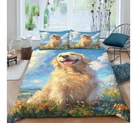 TZOVPCDFA Biancheria Da Letto Golden Retriever Set Di Biancheria Da Letto in Microfibra Cute Pets Stampa3D in Con Cuscino Con Cerniera Per Gli Adulti Double（200x200cm）